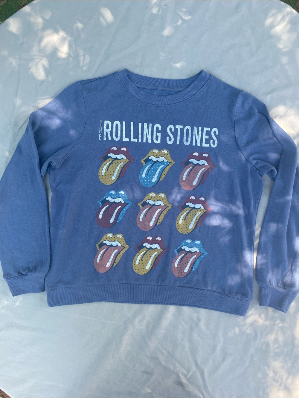the Rolling Stones Lavender Kids Graphic Sweatshirt with Multicolor Tongues